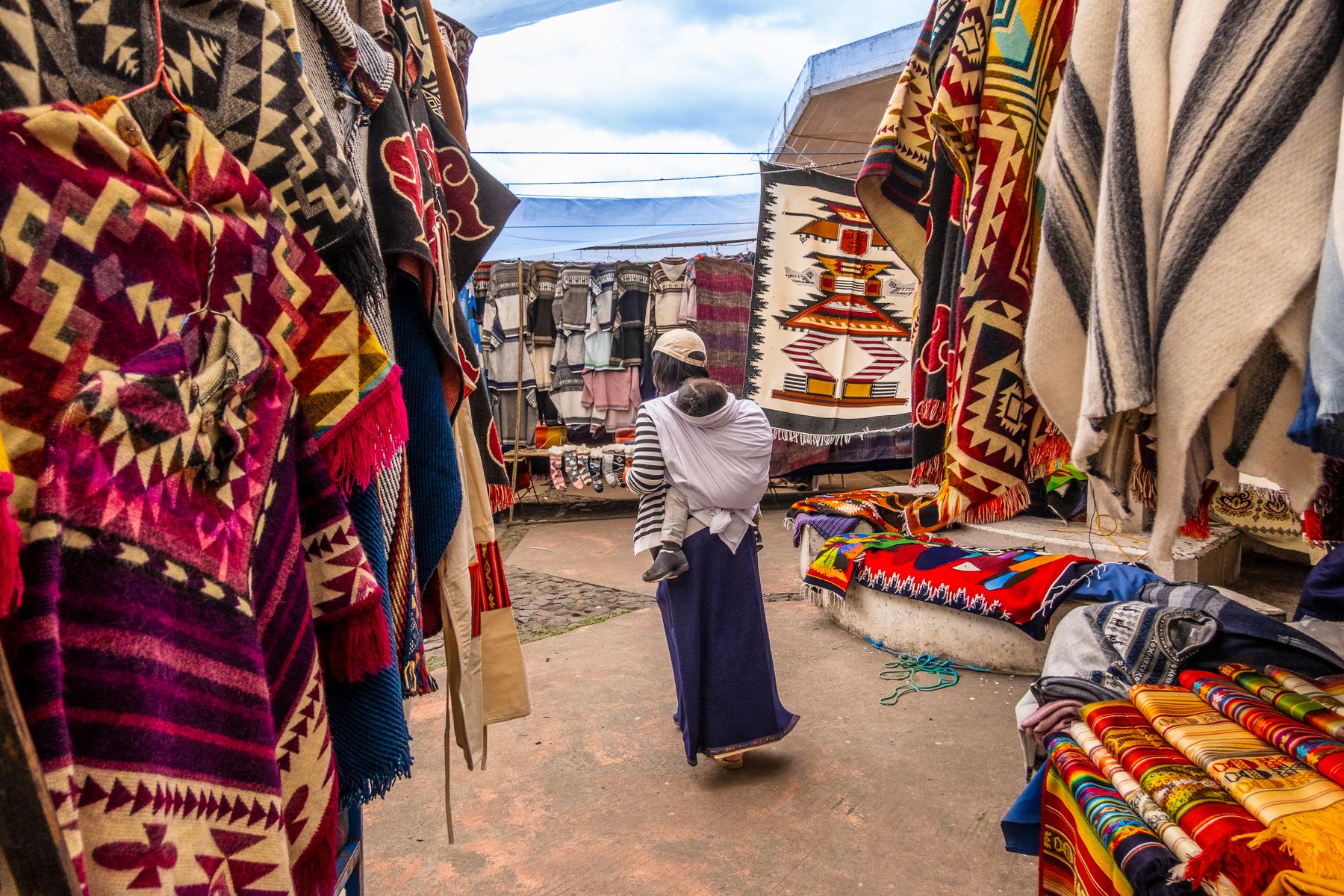 Colourful textiles at an artisan market